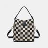 Borsa da Donna Retrò a Scacchiera Borsa a Secchiello Portamanico Grande Capacità Borsa a Spalla/Messenger Borsa Casual Coreana in Tela