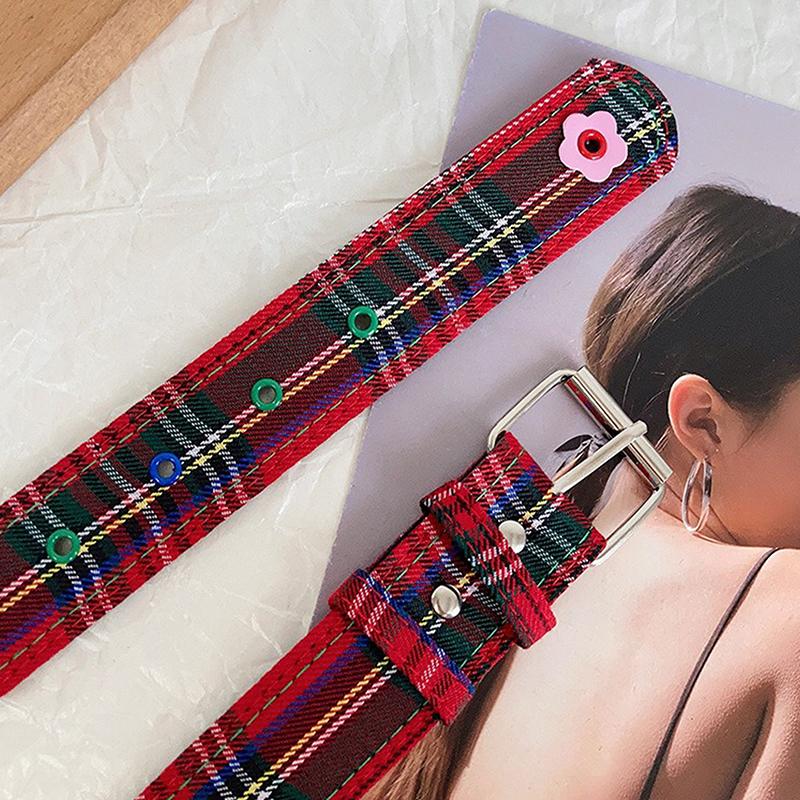 Women'S Y2K Belt With Plaid Denim Jeans Decoration Dopamine Belt Accessories For American Hot Girl
