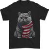 Katze In Usa Schal Amerikanische Flagge Herren 100 Baumwoll T Shirt