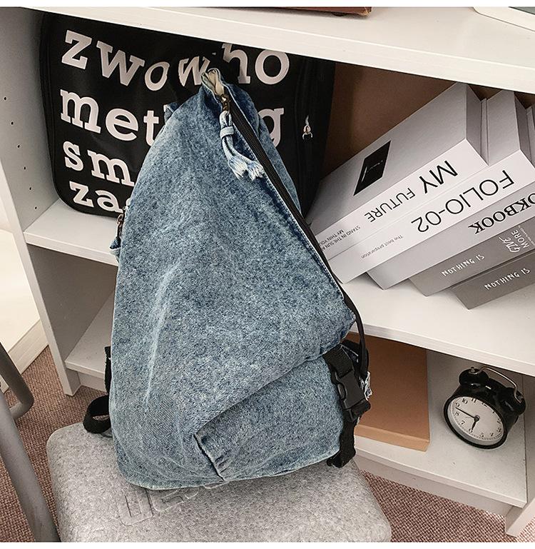 Schulrucksack Retro-Stil Nische Retro Faltbarer Denim-Rucksack Trend Süße Coole Mädels Vielseitige Umhängetasche