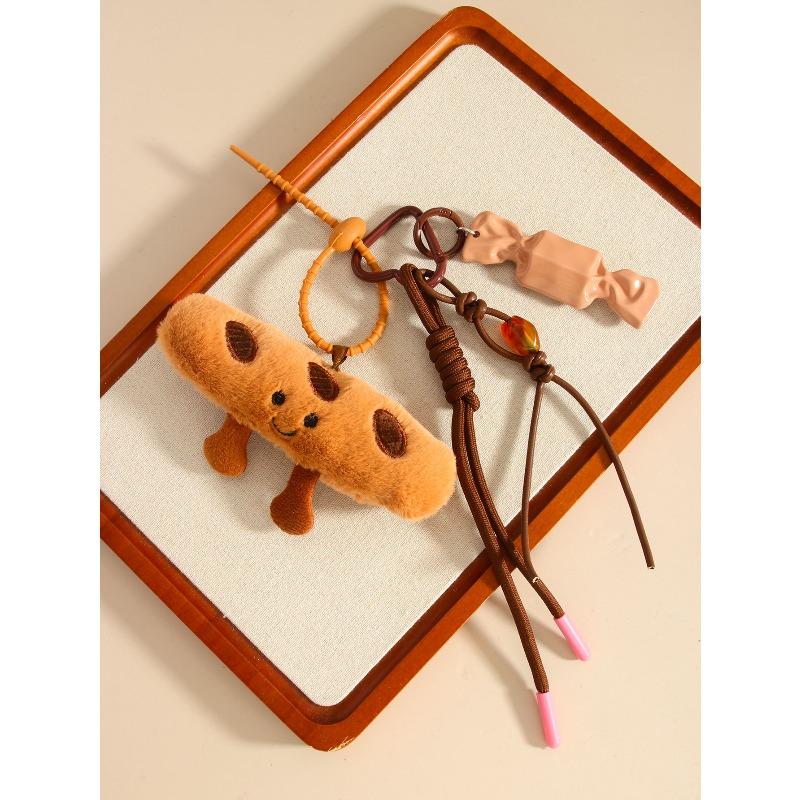 Creative baguette croissant plush pendant keychain cartoon dessert bread pendant doll bag pendant