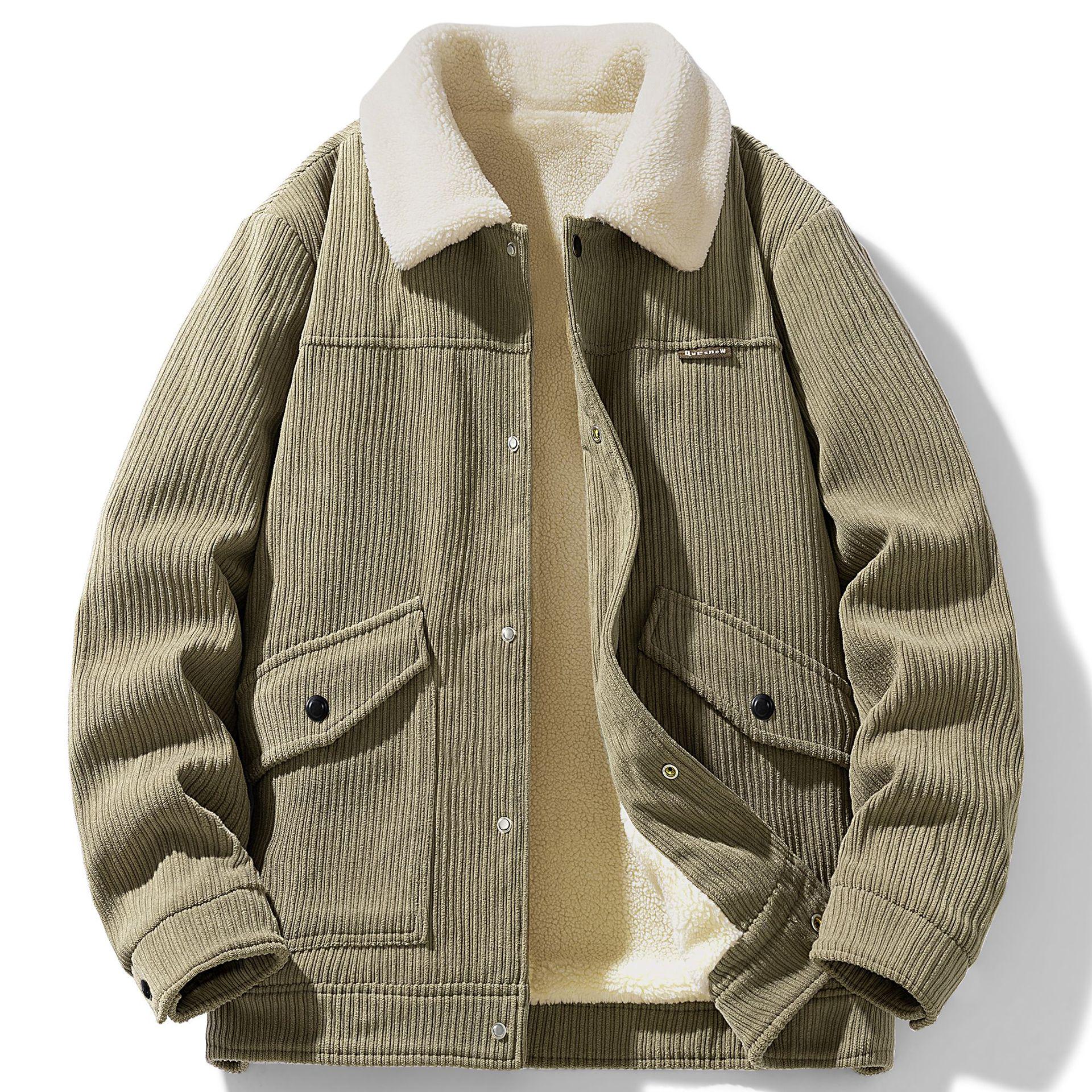 

Men s Winter Corduroy Casual Lapel Jacket - Trendy, Thickened, Plus Velvet XL