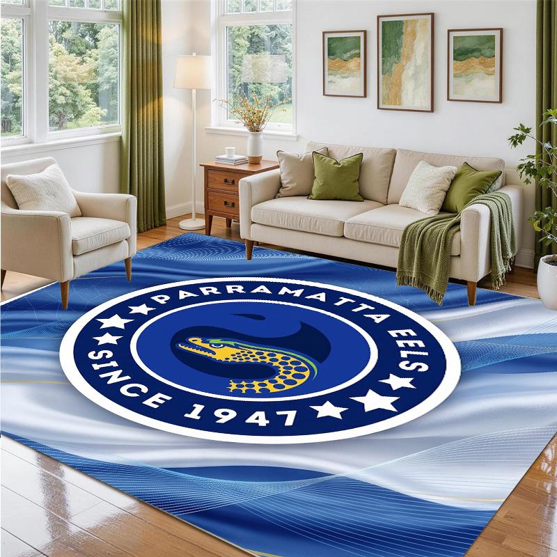Parramatta Eels Design Crystal Velvet Rug Soft Decorative Mat for Bedroom Entrance