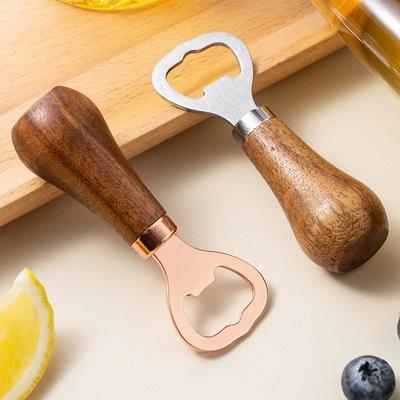 1 adet Bira Şişe Açacağı Masif Ahşap Saplı Paslanmaz Çelik Şişe Açacağı Ev Kullanımı İçin