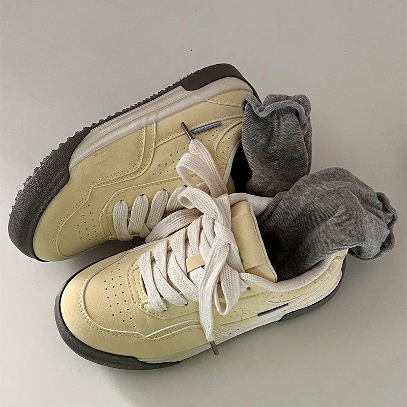 Niche sports and leisure board shoes versatile women's spring new dopamine platform bread shoes