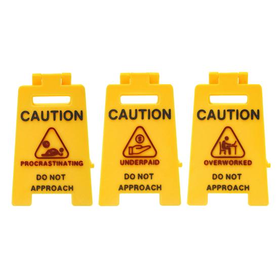 Mini Desk Caution Sign Overworked Underpaid Procrastination Caution Sign Home