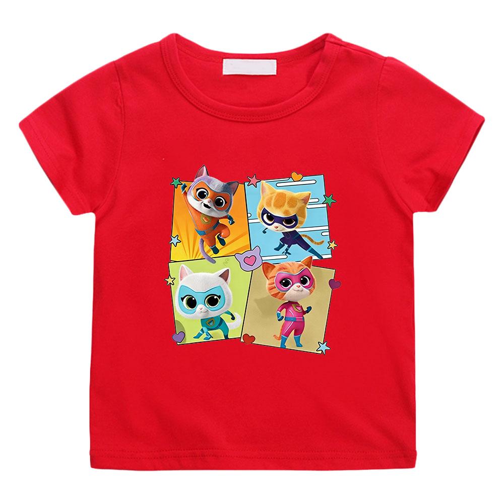 2026 NEW Anime SuperKitties Print T-shirt 100%Cotton Anime T-shirt O-neck Casual Cartoon Boys Tops Cute Girls Short Sleeve Manga Tees Summer Clothes