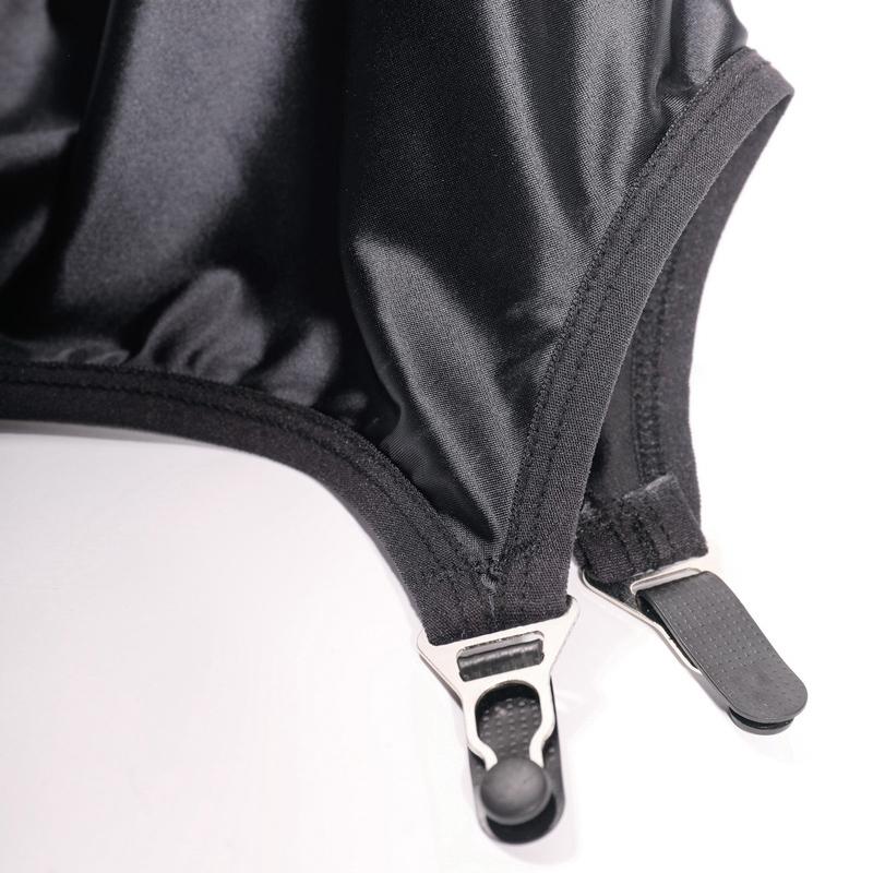 Liguero Satinado Brillante Retro con Pinzas Metálicas Lencería Sexy Mini Vestido Body Ajustado Tirantes para Medias de Baile en Barra para Damas