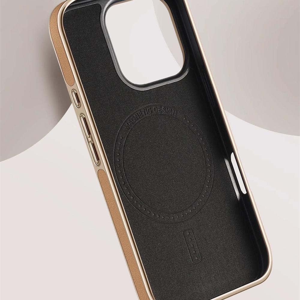 Custodia magnetica in pelle business con cornice placcata premium per iPhone 17 16 15 14 13 Pro Max Plus 17Air Per Magsafe Cover antiurto