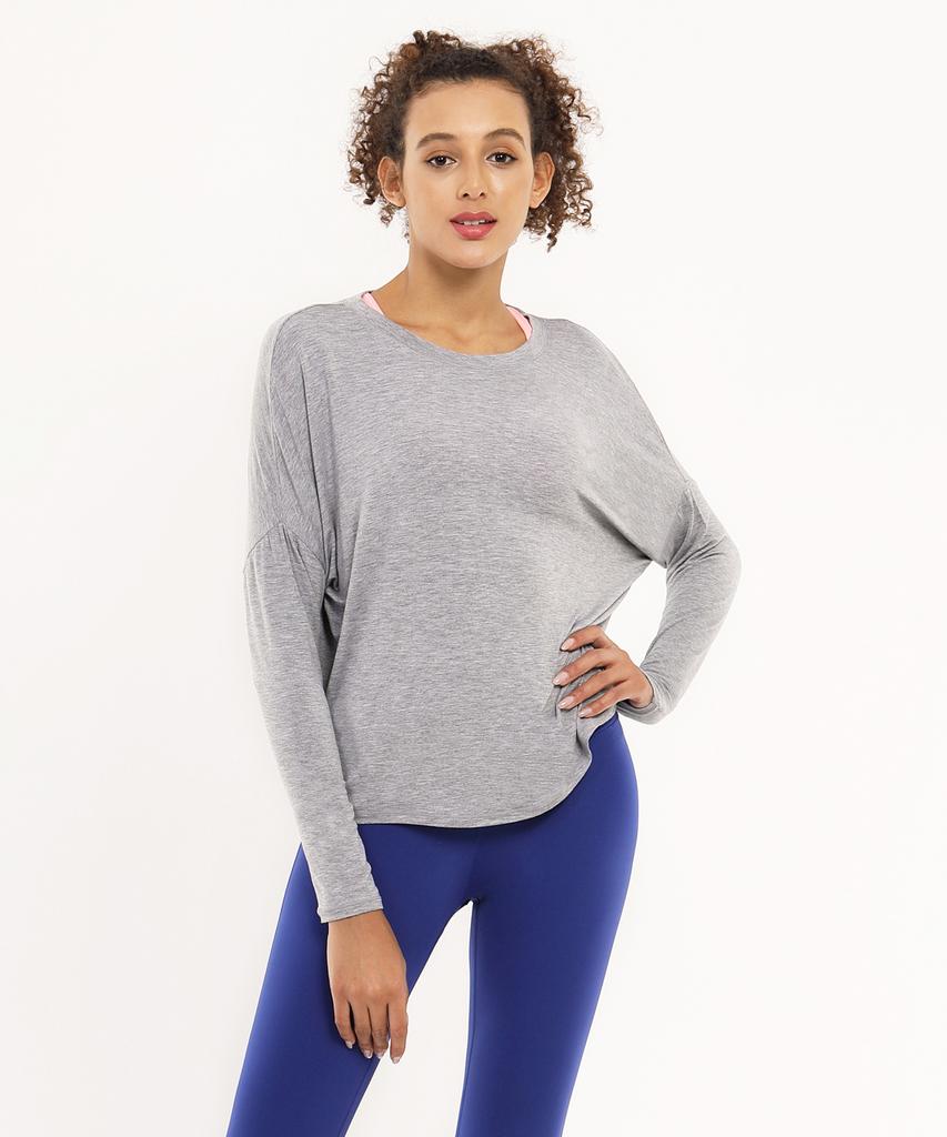 BUBBLELIME Modalite Batwing Fit Long Sleeve T-Shirt Yoga Wear_E04 (B Type)