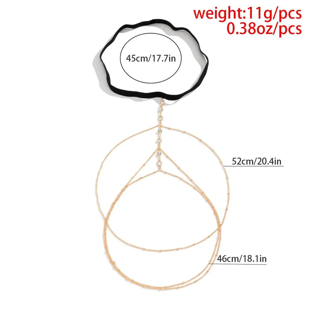1 Women's European And American Trendy Multi-layer Chain Tassel Elastic Rope Thigh Chain Nightclub holiday Party Gift-4040