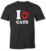 Men's T-Shirt Saying I Love Cats Cat Heart Graphic Motif Fun Shirt Saying-