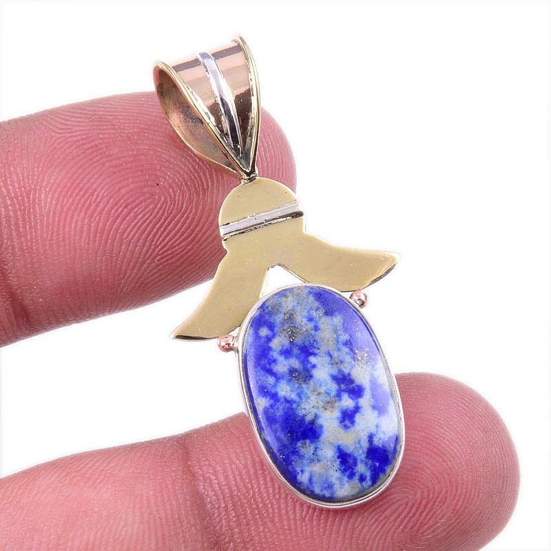 

Natural Lapis Lazuli 925 Solid Sterling Silver TwoTone Gift Pendant 1.50 B9i70