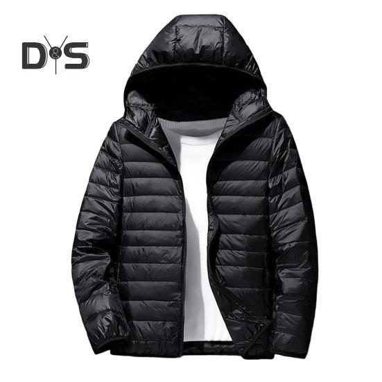 

Мужское хлопковое пальто с капюшоном, однотонная стеганая куртка с длинным рукавом, однотонная застежка-молния, легкая стеганая верхняя одежда XXXL чёрный