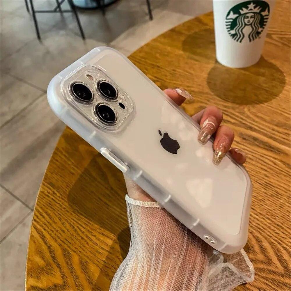 Luxury Shockproof Silicone Bumper Clear Phone Case For iPhone 15 14 Plus 13 12 11 15 Pro Max Camera Protection Transparent Cover