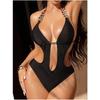 Traje de baño de una pieza sexy para mujer con cuello halter, espalda descubierta con cadena dorada, corte, push-up, monokini, traje de baño para vacaciones en la playa