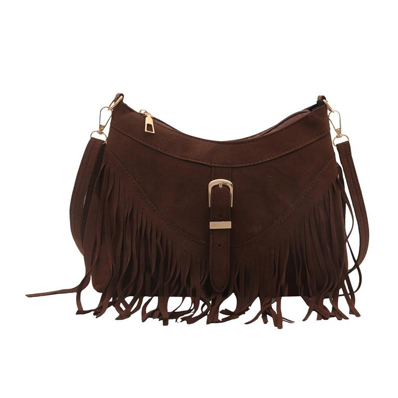 Long Tassel Women Cross Body Bag Shoulder Bag Handbags Large Capacity Women Tote Bag Fashion Ladies Handbag Black Brown