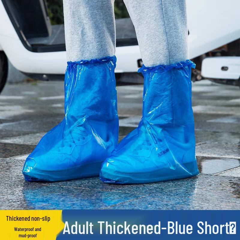 Waterproof Anti-Slip Mid-Calf Disposable Rain Shoe Covers for Men and Women