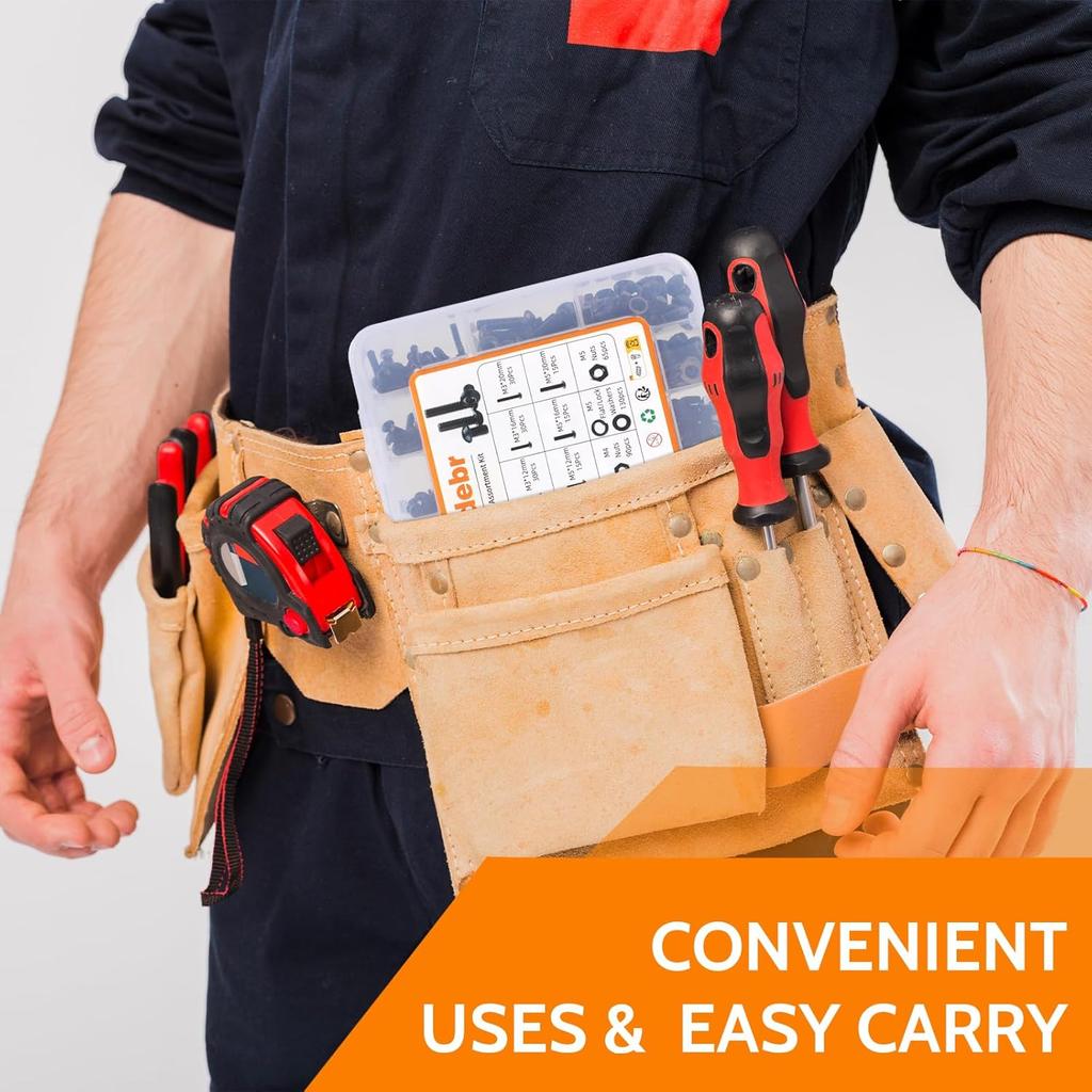 1705PCS Hex Button Head Machine Screw Assortment Kit, M2 M3 M4 M5 Metric Bolts and Nuts Kit with Lock & Flat Washers and Allen Wrench, Grade 10.9