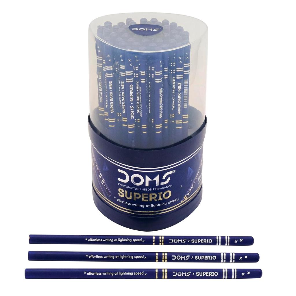 Doms Superio Non Toxic Super Dark Graphite Pencils Tumbler Pack of 1 50pcs for Sketching Drawing Writing School Artists