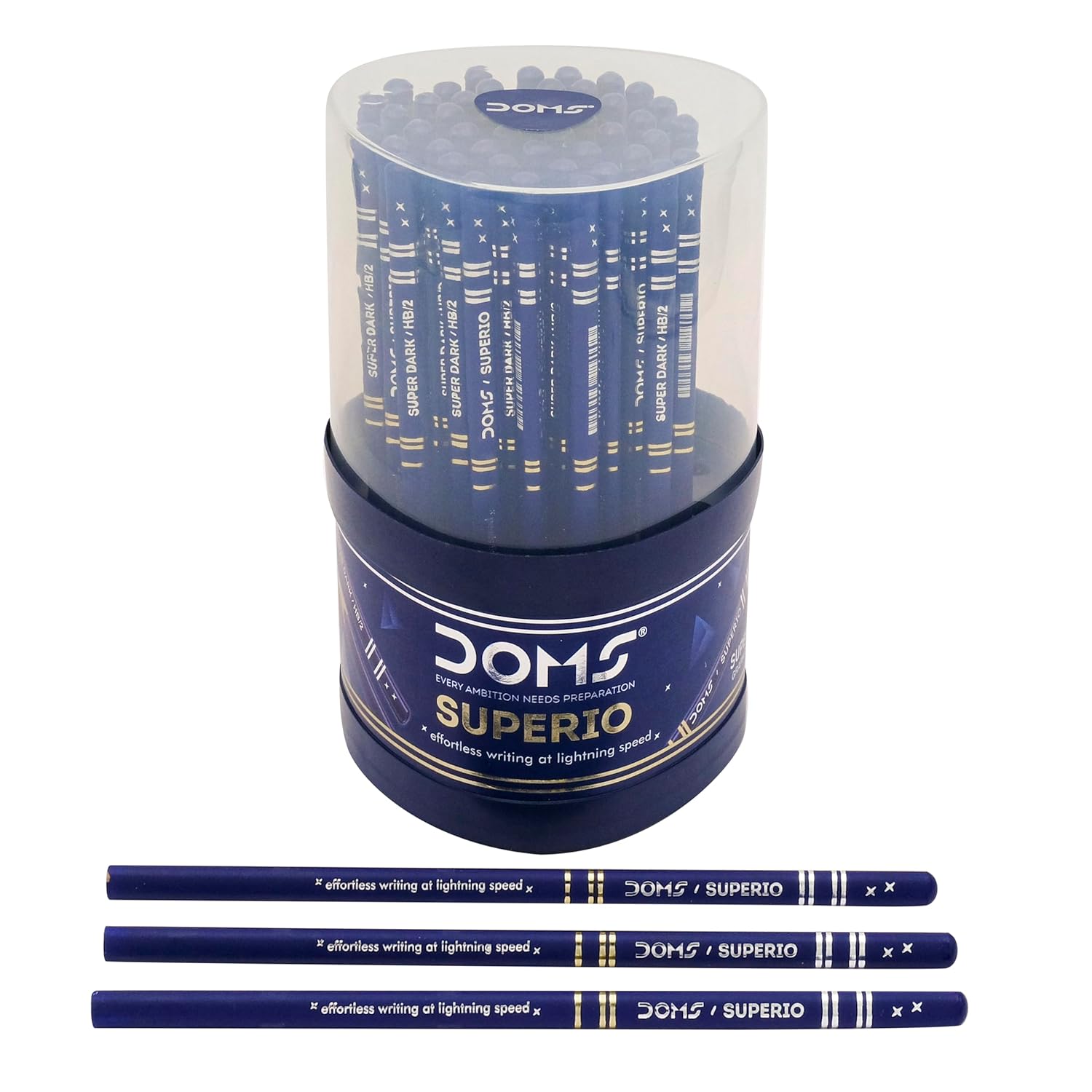 

Doms Superio Non Toxic Super Dark Graphite Pencils Tumbler Pack of 1 50pcs for Sketching Drawing Writing School Artists