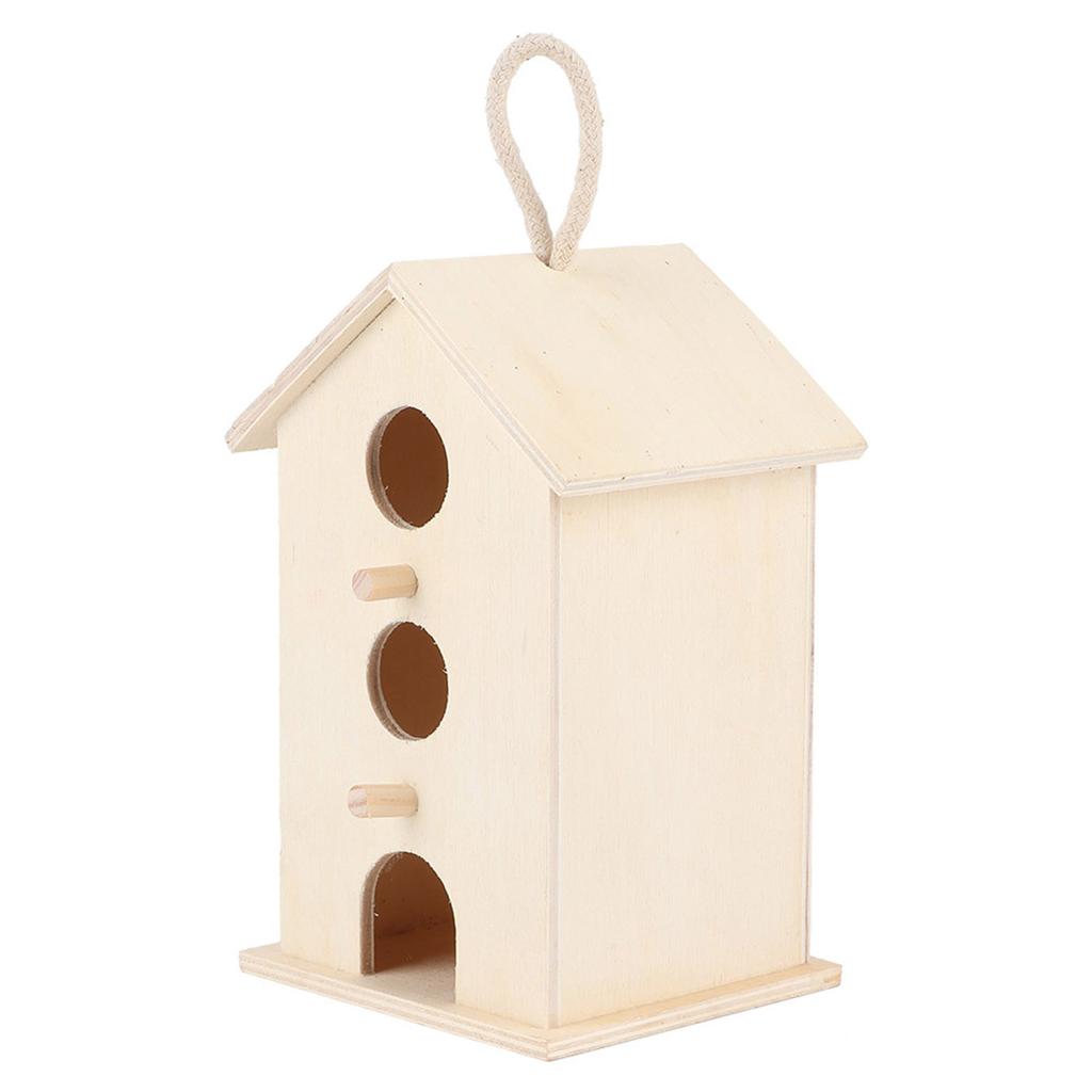 Hanging Wooden Bird Nests House Breeding Resting Box Supplies Outdoors Garden for Parrots