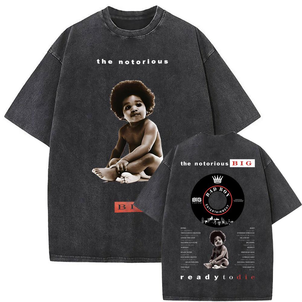 Washed Vintage The Notorious Big Ready To Die Big Poppa Album Graphic T Shirts Men Women s Hip Hop Rapper Biggie Smalls T-shirts S разноцветный