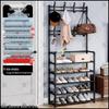 Multi-layer Dustproof Shoe & Hat Rack with Integrated Coat Rack for Indoor Use