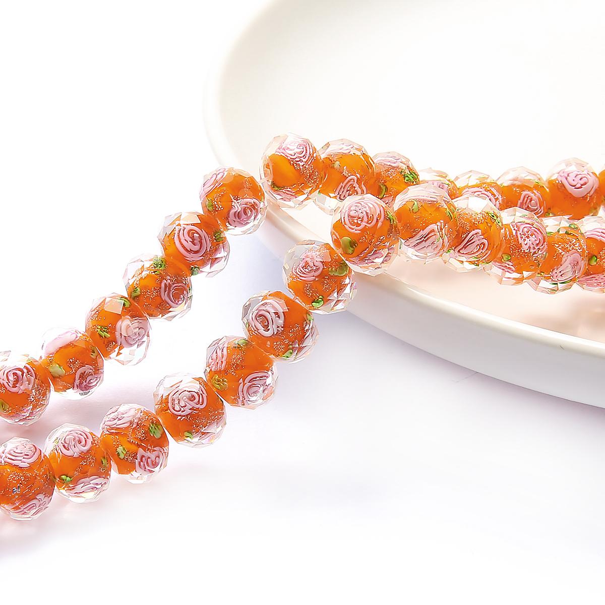 

10 шт./пакет, 8/10/12 мм, муранское прозрачное стекло, бусины лэмпворк для изготовления ювелирных изделий, женский браслет «сделай сам», цветок, рондель, граненые бусины 12mm