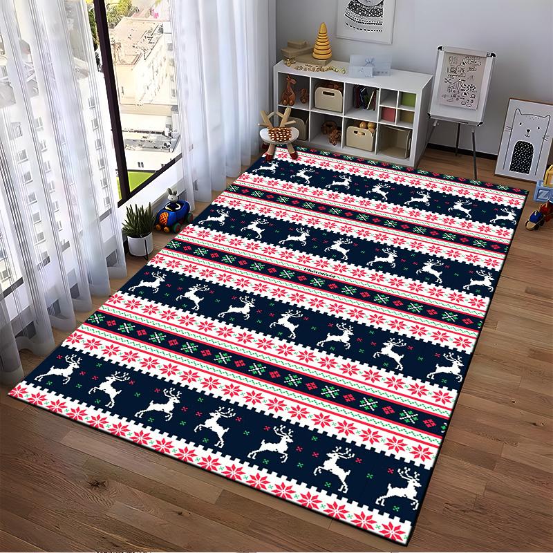 Festive Reindeer Pattern Rug Non-slip rug suitable for living room and bedroom sofas