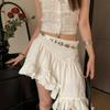 Ethnic Style Cotton and Linen Woven Belt Thin Silver Leaves Waist Chain  Spicy Girls