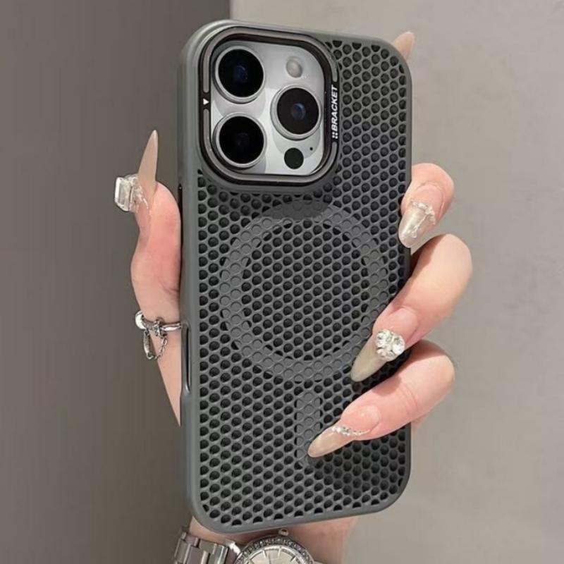 Heat Dissipation Mesh Cooling For Magsafe Magnetic Case For iPhone 17 Pro Max Air 16 15 14 13 12 Pro Max Plus Alloy Lens Bracket