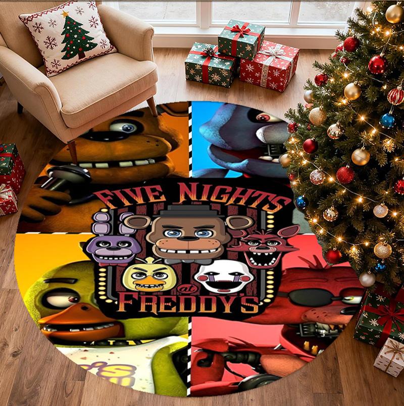 Five Nights at Freddy's Pattern Round Rug, Indoor/Outdoor Mat, for Picnic, Gameroom, Bedroom, Office, Living Room, Home Decor Carpet, Birthday Gift