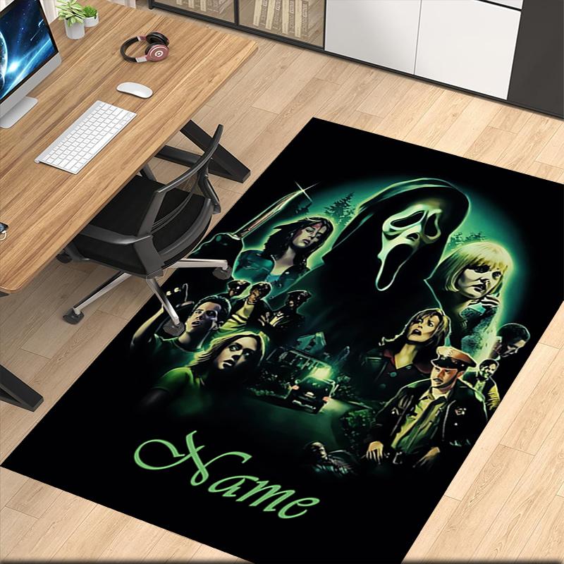 Benutzerdefinierter Name Halloween Horror Bedruckter Teppich, für Bürostuhl Wohnzimmer Schlafzimmer Küchenraum Dekor Geschenke.