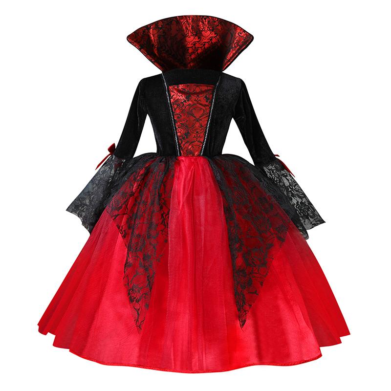 Cosplay Fille Halloween Robe Vampire Pour Enfants Mariée Fantôme Costume Vampire Tenues Carnaval Vampiran Vêtements Gothiques Écarlates 110cm black