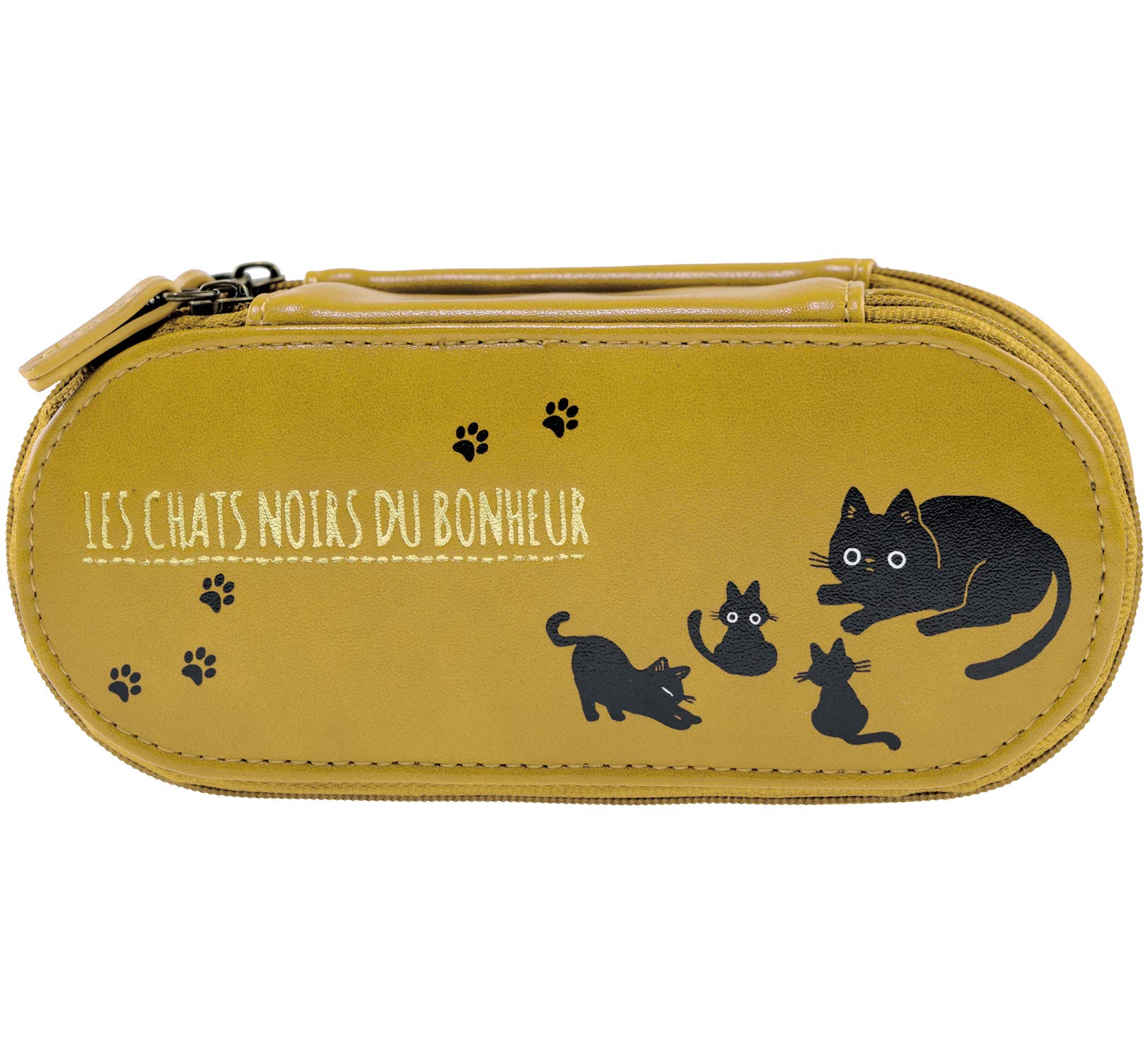 

Стильный футляр для очков Кот Нуар, горчичный, с милым рисунком кота, FIN-777MT