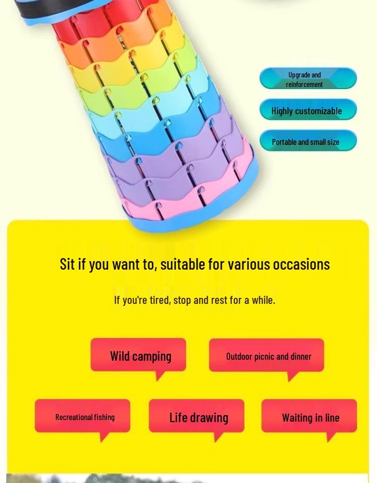 Przenośny Ultralekki Składany Teleskopowy Stołek Kempingowy - Regulowane i Chowane Krzesło