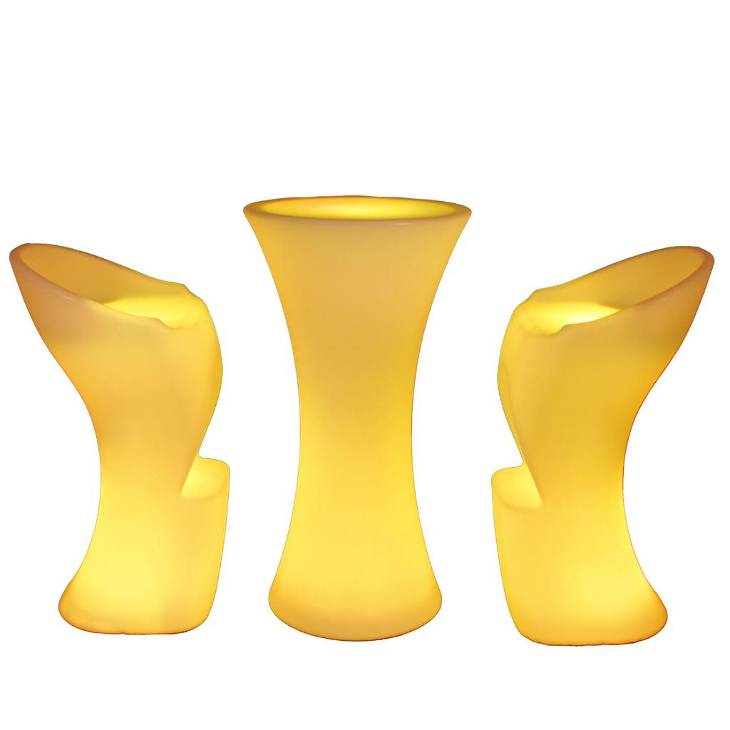 LED Luminous Clear Cocktail Table, High Bar Design for Couples and Outdoor Use