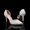 Fashion New Handmade Full Pearls Rhinestones Wedding Women Pumps Elegant Pointed Toe Bridal Thin High Heels Fashion Party Prom Shoes