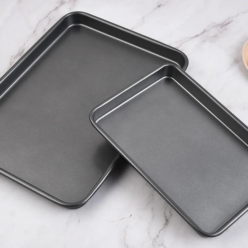 Rectangular Carbon Steel Non-stick Bread Cake Baking Tray Baking Tray Oven Black Baking Tray Diy Baking Pans for Kitchen 14 Inch
