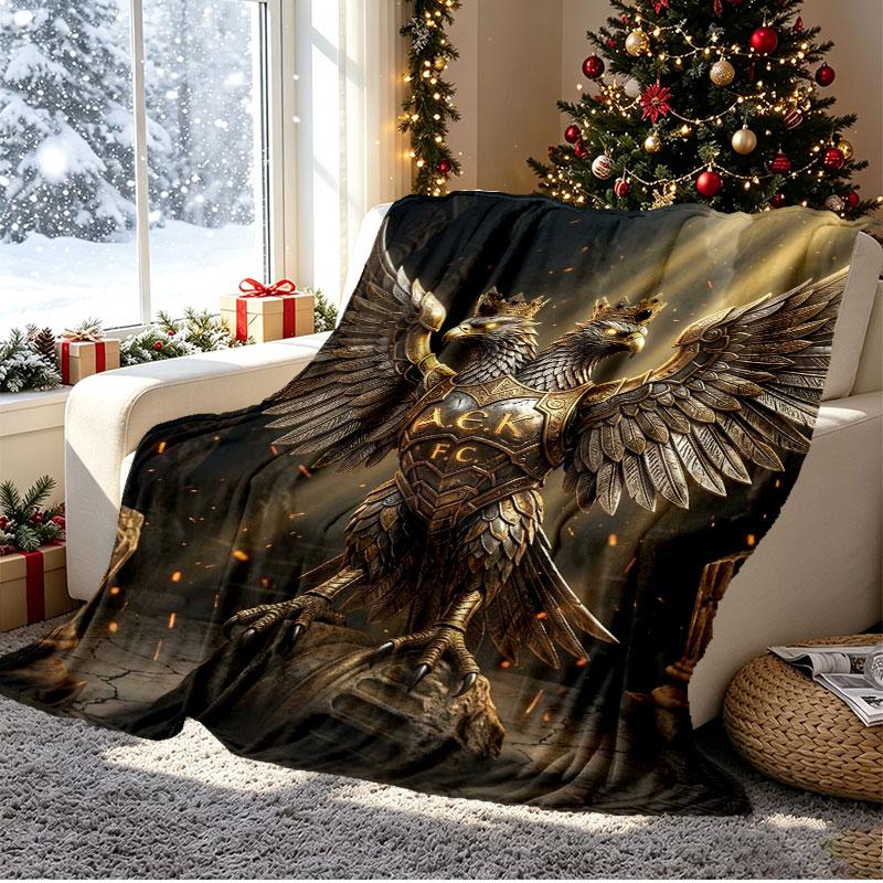 AEK Athens FC Pattern Blanket for Home Decoration, Bed, Sofa, Car Travel, Camping, Suitable for All Seasons, Birthday Christmas Gift
