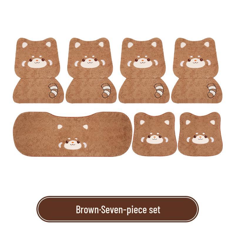 Cartoon Raccoon Winter Plush Car Seat Cushion