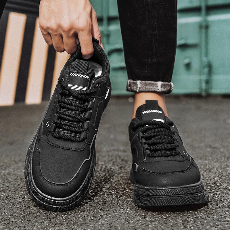 Autumn New Shoes for Men Leather Casual Shoes Outdoor Fashion Flat Skateboard Shoes Cool Lace-up Sneaker