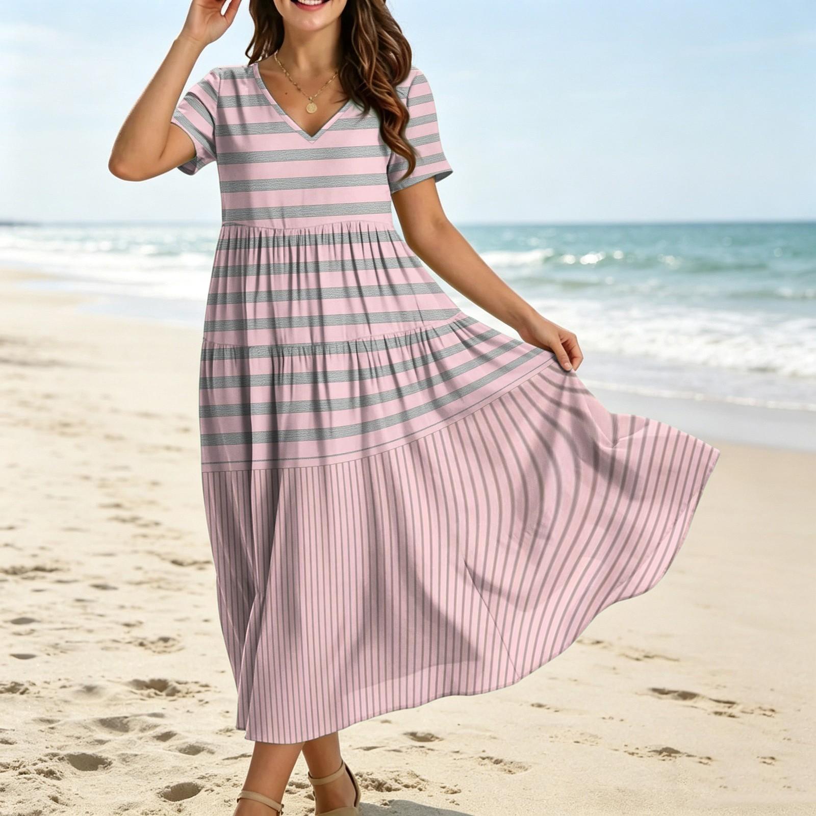 

Maxi Dresses for Women Boho Maxi Dress Womens Maxi Dress Maxi Dress With Sleeves Summer Maxi Dresses for Women XXL розовый