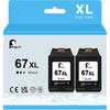 Penguin 67XL Black Ink Cartridges Remanufactured for HP 67 for Deskjet 2800e 2855e 2842e 2852e 4255e Envy 6065e 6055 6052 6400 6458 6452 6030e