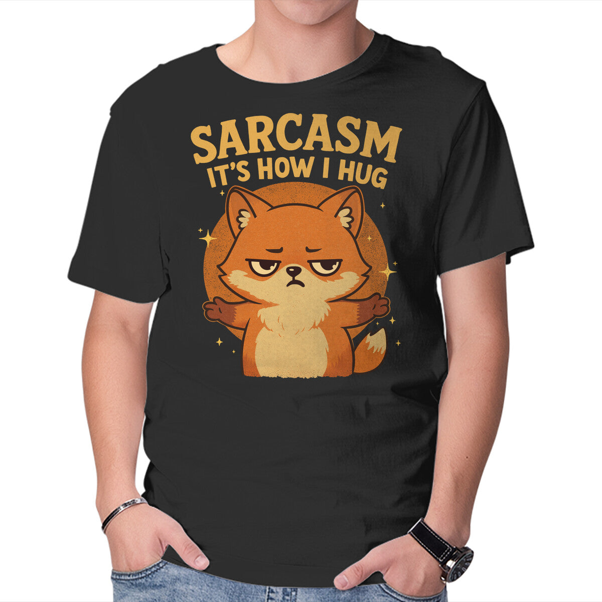 Unisex Crew Neck T-Shirt Sarcasm Is How I Hug Graphic Short Sleeve Casual Tee S