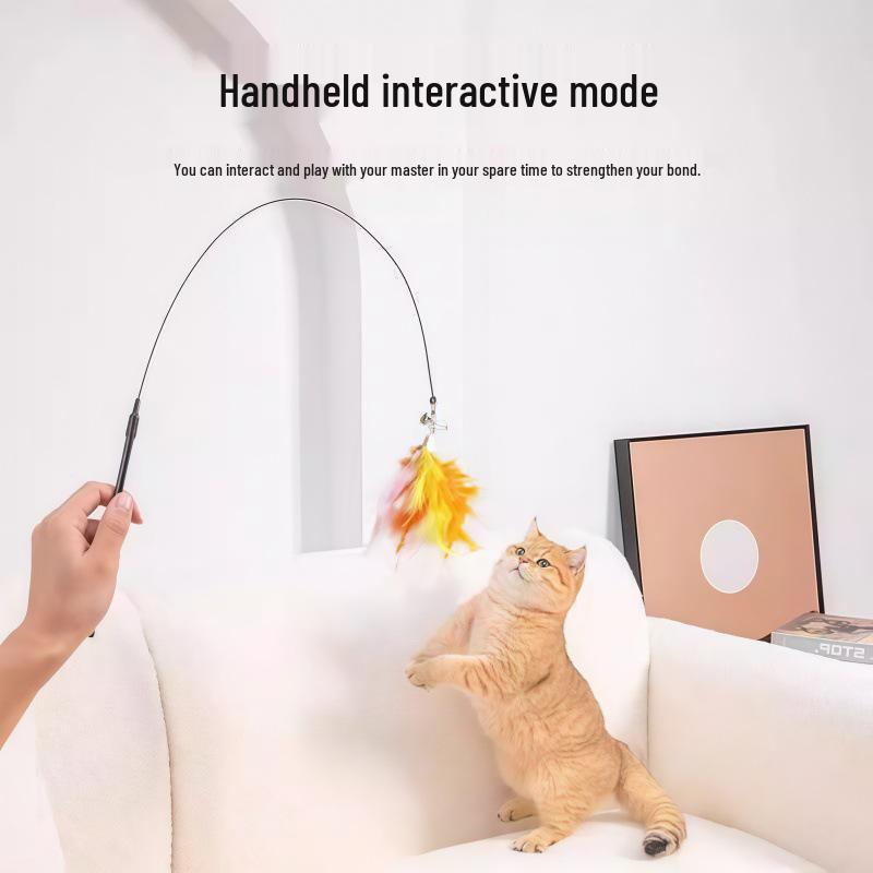 Automatic Cat Teaser: Suction Cup Feather Wand for Self-Play and Boredom Relief