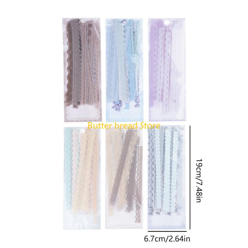 W89C 240Pcs Lace Decorative Sticker Aesthetic PET Sticker for Scrapbooking Journal