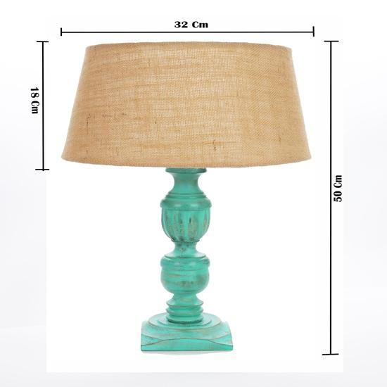 50 Cm Rustic Algae French Trophy Carved Table Lamp With Jute Shade Beige, Wood, Pack of 1 Bedroom, Living, Dinning Room, Home Office Decoration