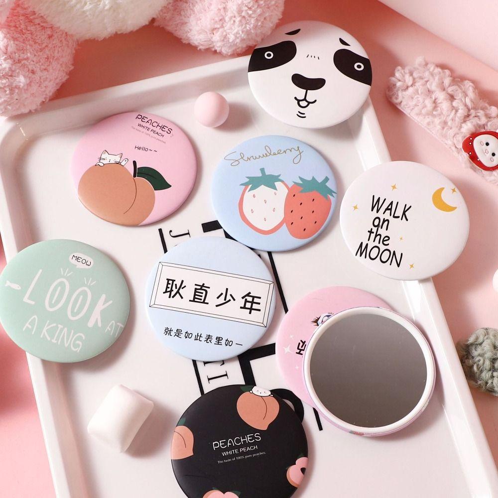 

Dog Small Round Mirror Panda Mini Single-sided Mirror Cute Cosmetic Tool Female/Male C